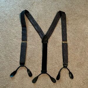 Vintage CAS Germany Grey Fish Button Suspenders